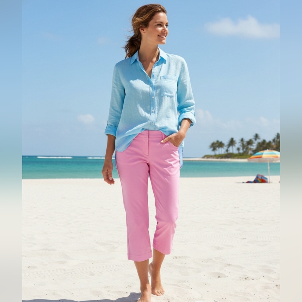 New and unworn, bubblegum pink crop pants / capris size 12